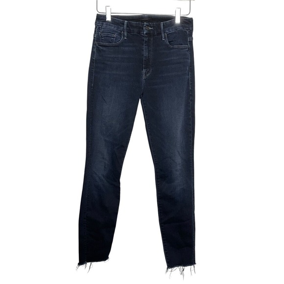 Mother High Waisted Looker Ankle Fray Skinny Jeans Last Call Size 27 Blue - Picture 1 of 15